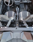 Top view of seats with harnesses mounted