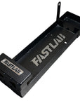 Black metal bracket with 'FASTLAB' branding on a concrete surface.