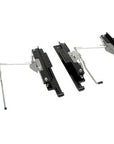 PRP seat slider and mount kit for Can-Am, shown disassembled with black rails and silver adjustment components
