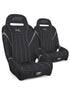 Pair of black PRP GT S.E. off-road suspension seats with grey stitching and harness slots