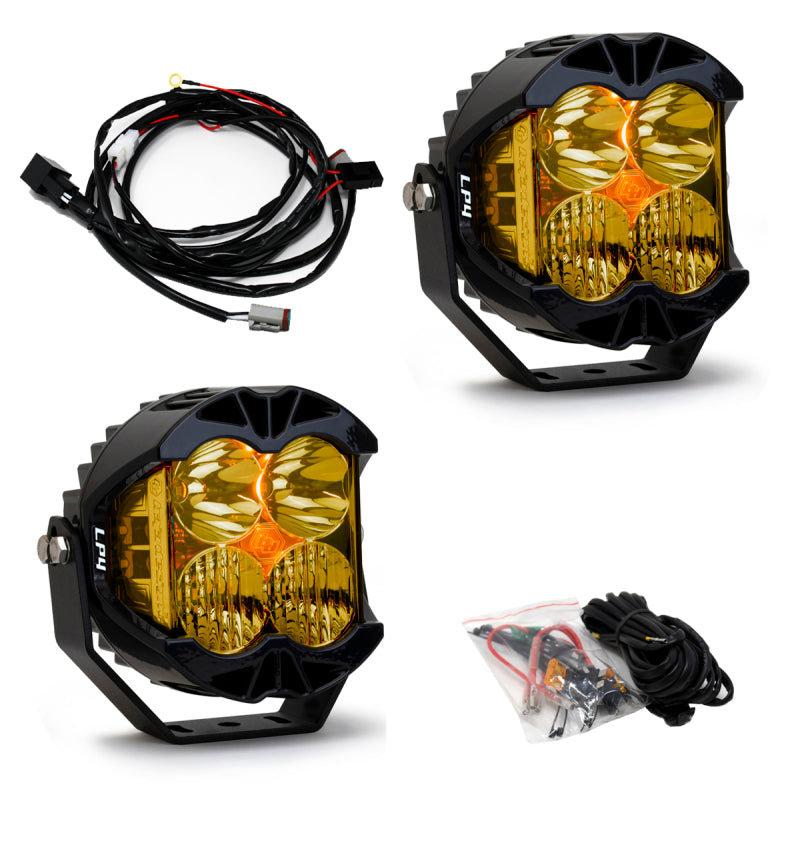 Baja Designs LP4 Pro Pod Light Driving/Combo LED - Amber (Pair) w/ Harness