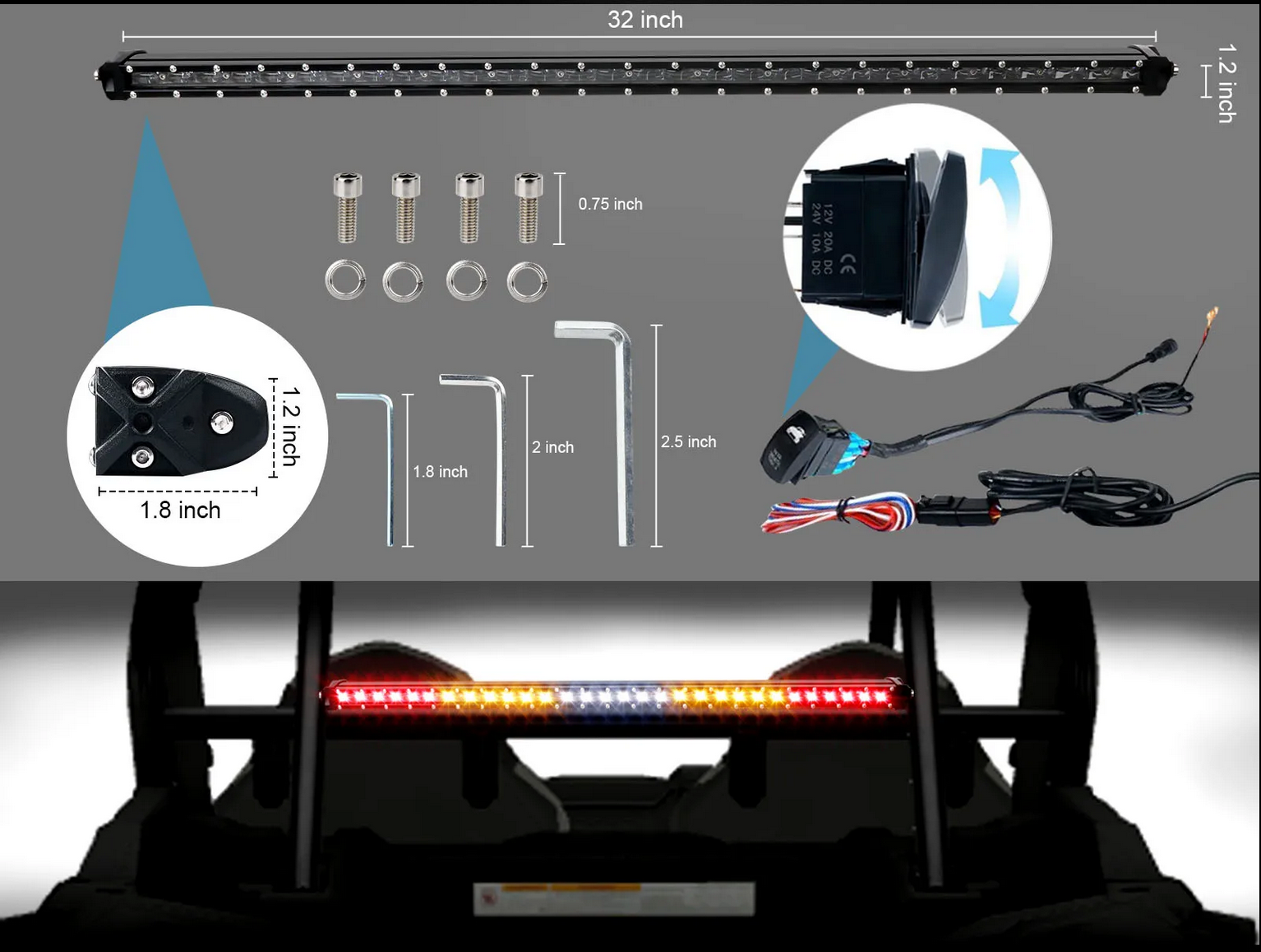 Chase LED Light Bar With Built In Strobe 32&quot; by GG Lighting