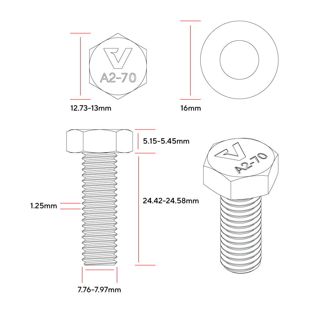 M8x25mm Zinc Kit - Valor Offroad