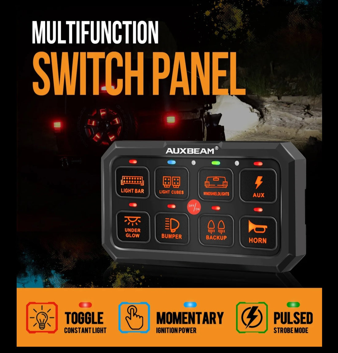 RA80 XL - Large 8 Gang RGB Switch Panel by Auxbeam