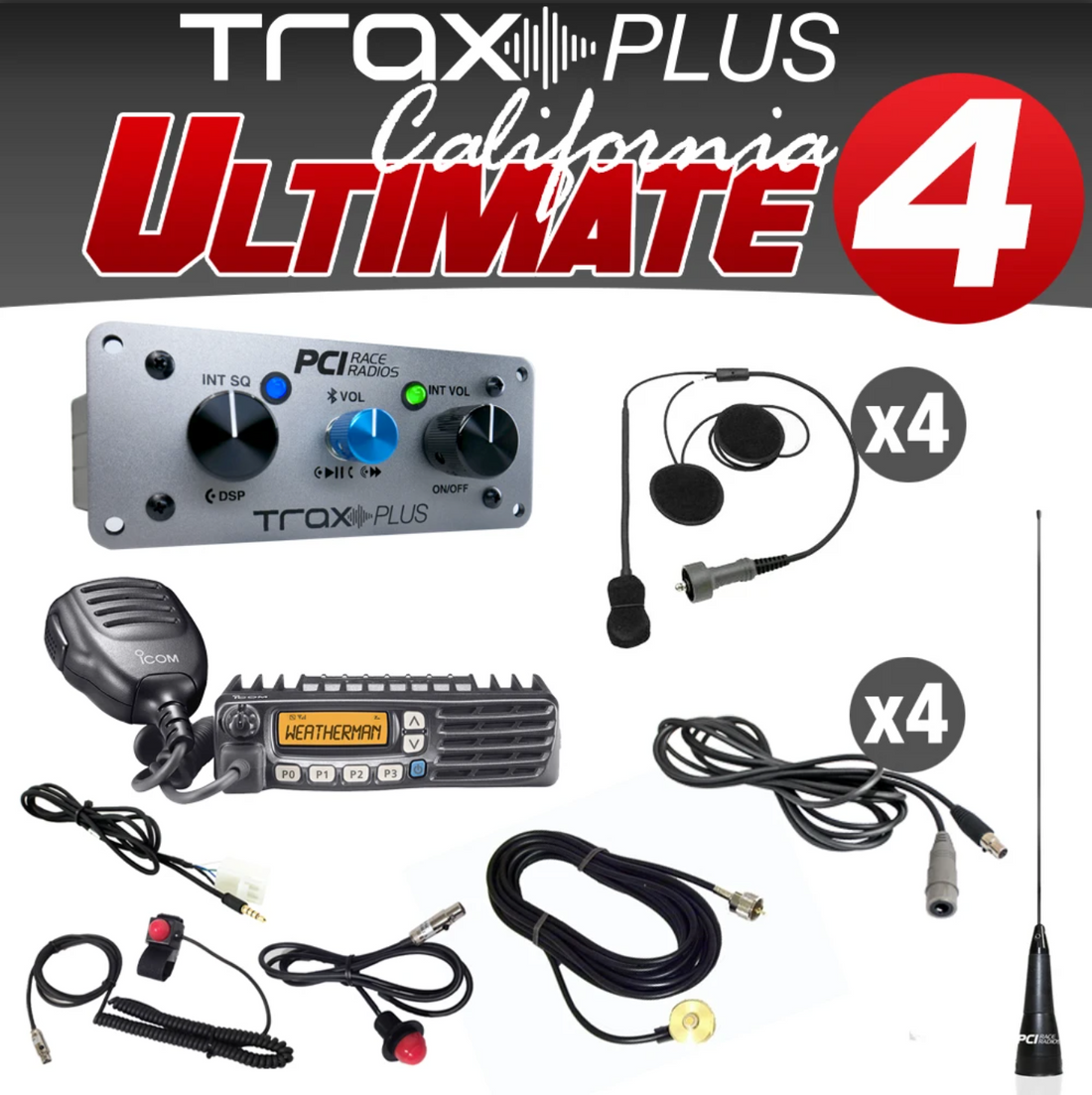 PCI Race Radios TRAX Plus California Ultimate 4 Intercom Packages