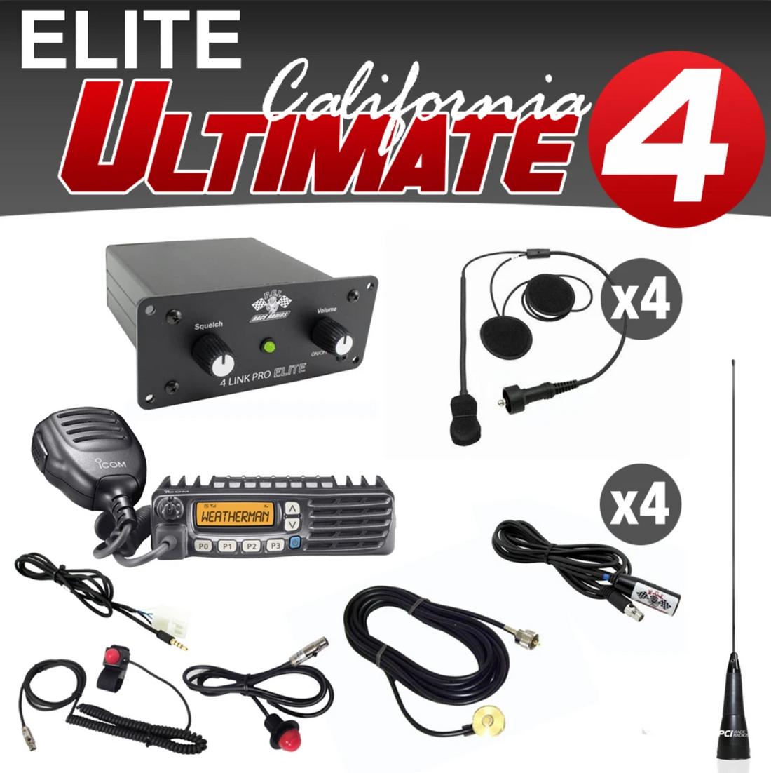 PCI Race Radios Elite California Ultimate 4 Intercom Packages