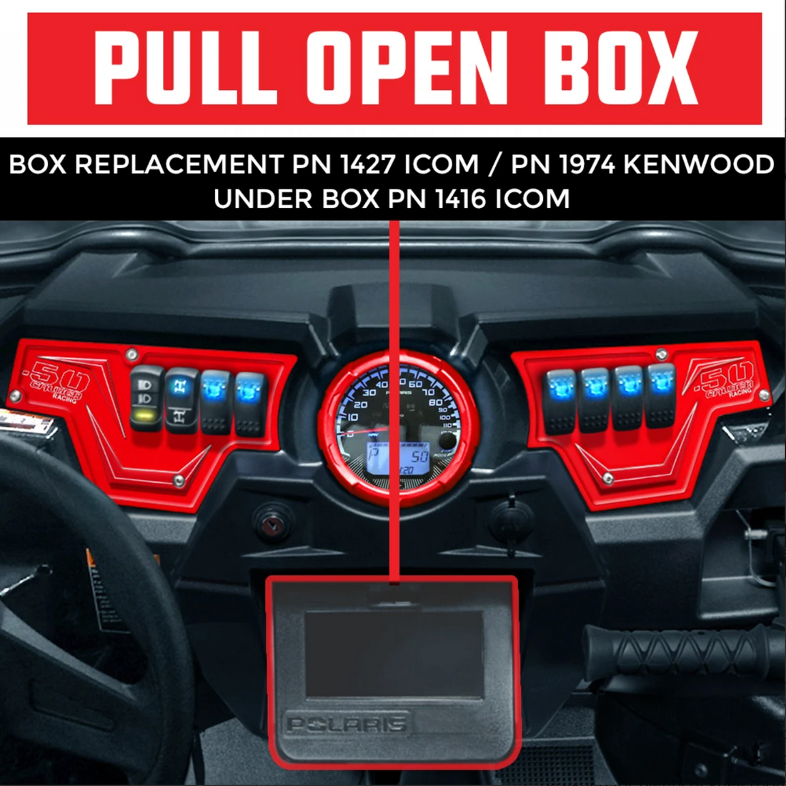 PCI Race Radios Polaris RZR Pull-open Box Replacement Radio and Intercom Bracket