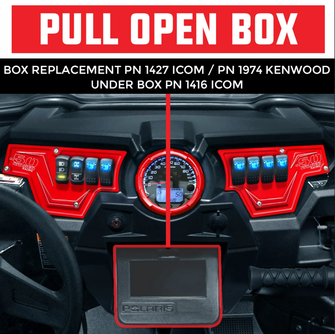 PCI Race Radios Polaris RZR Under Pull-open Box ICOM Radio and Intercom Bracket